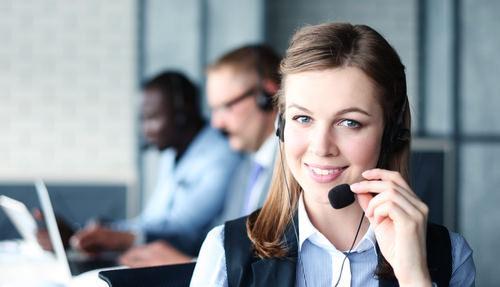 receptionist holding headset