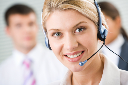 Receptionist with headset on