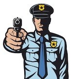 cartoon of police holding gun