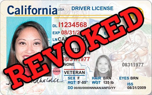 image of a revoked California driver's license
