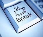 computer key that says 'break' with coffee graphic