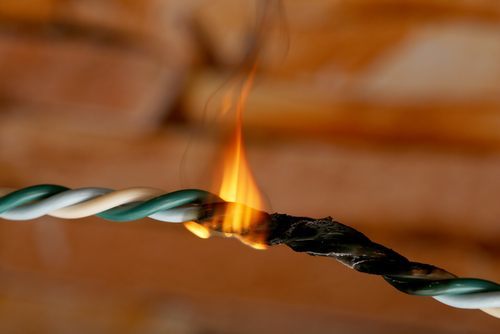 electrical wire on fire
