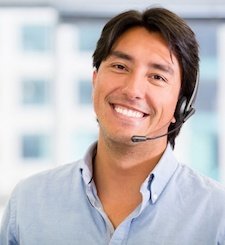 Male receptionist waiting for your call.