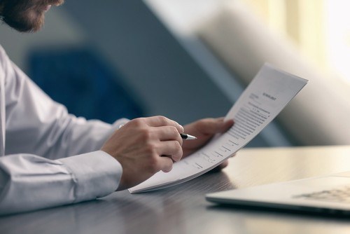 attorney reviewing a document 