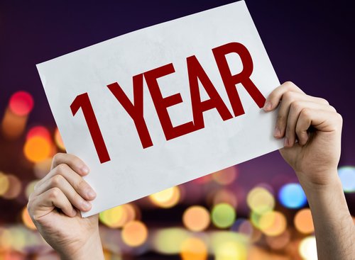 sign that says "one year"