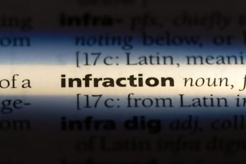 dictionary definition of 'infraction'