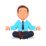 cartoon of man in business suit meditating