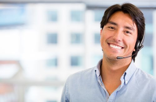 Receptionist with headset