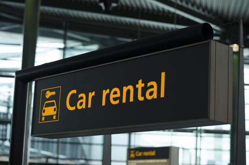 Car rental sign at the airport