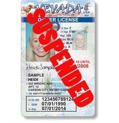 Nevada driver's license that says "suspended"