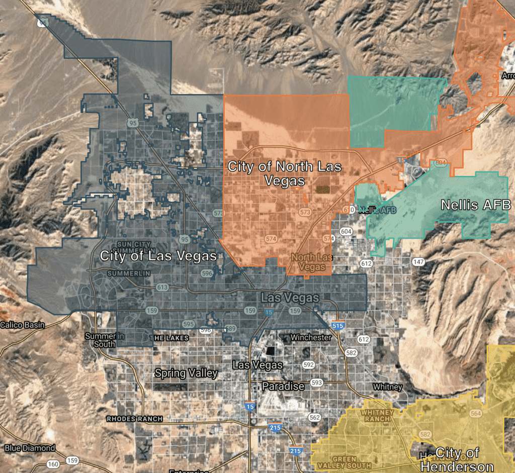 Mapa de la ciudad de Las Vegas, sobre la cual el Tribunal Municipal tiene jurisdicción.