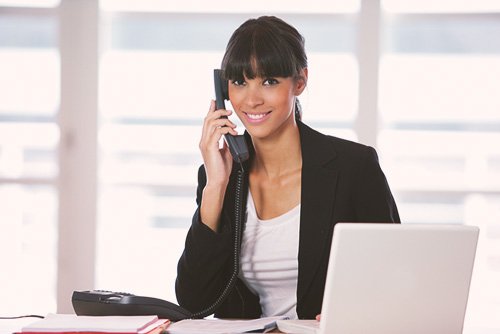 receptionist on telephone