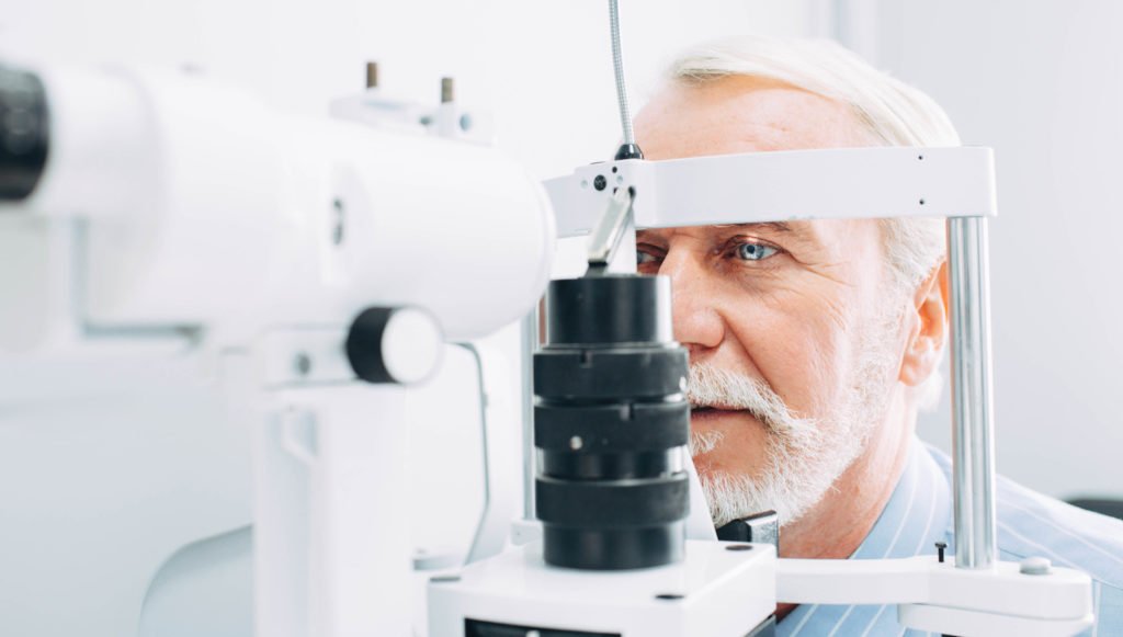 Man getting eye exam