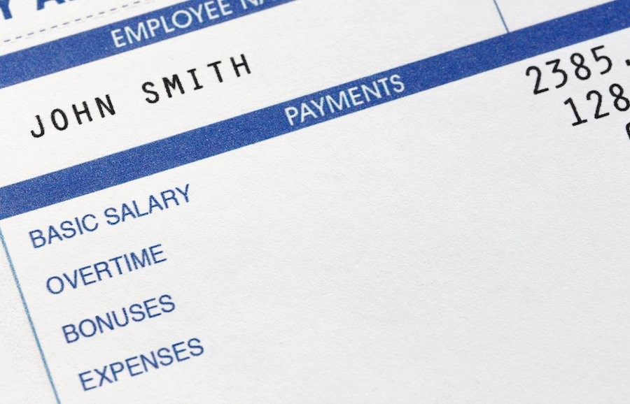 Paysheet that delineates salary, overtime, bonuses, and expenses