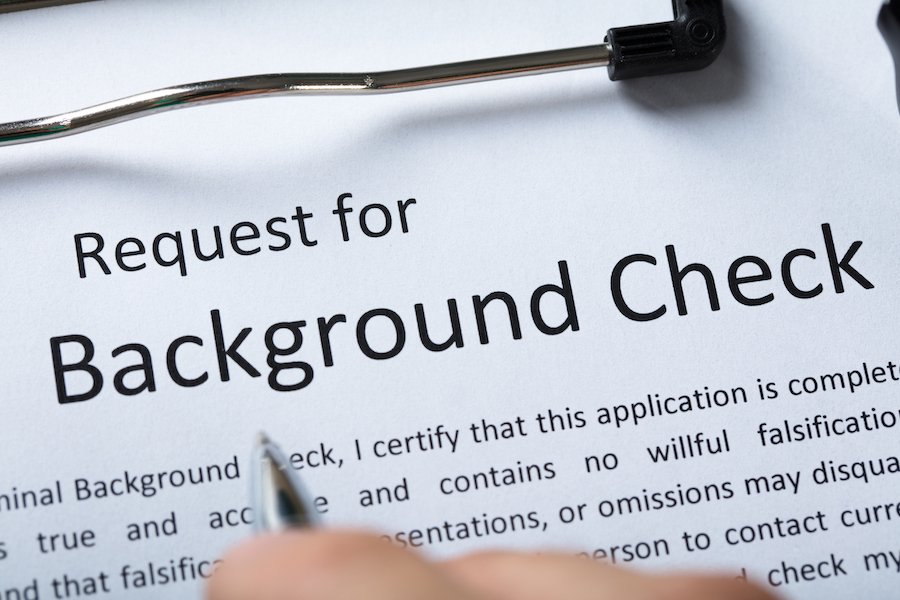 Paper that says 'request for background check', which does not display any sealed records