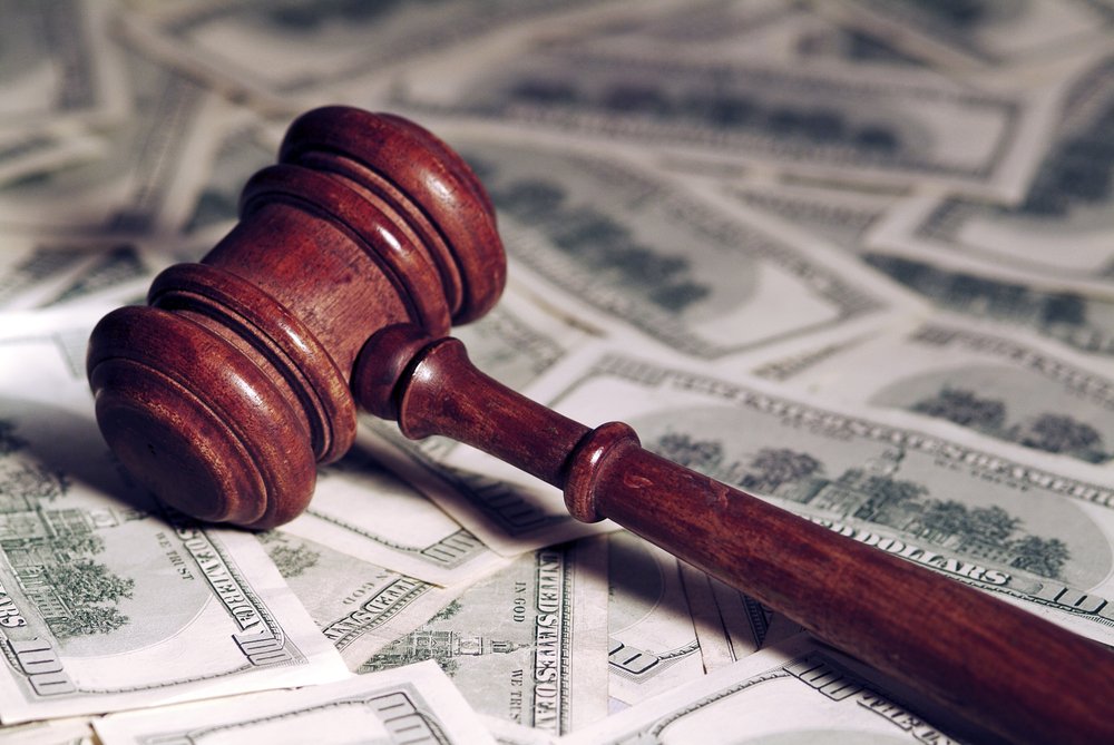 Money under a judge's gavel