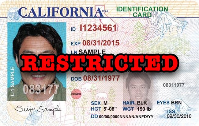 Restricted California driver's license.