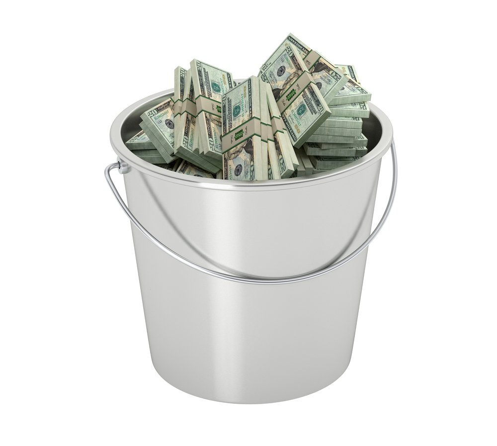 A bucket filled with money.