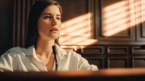 Woman on witness stand