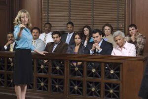 Attorney addressing a jury 