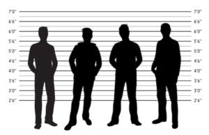 Silhouette of suspects in a lineup
