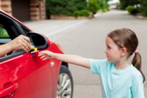 Stranger luring a child from a car