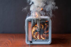 A heater that caught on fire