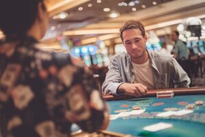 Man at blackjack table