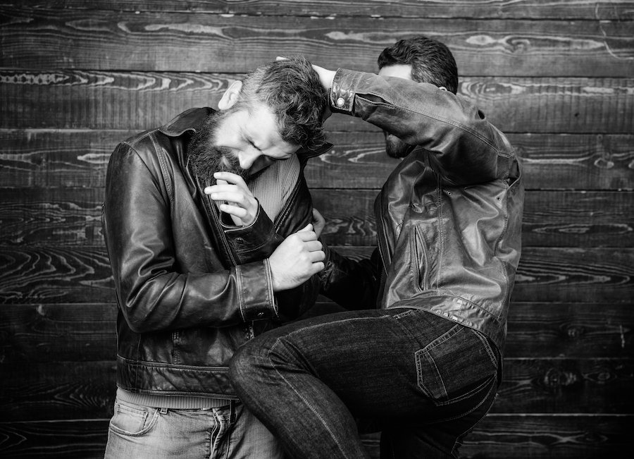 Two men in a first fight