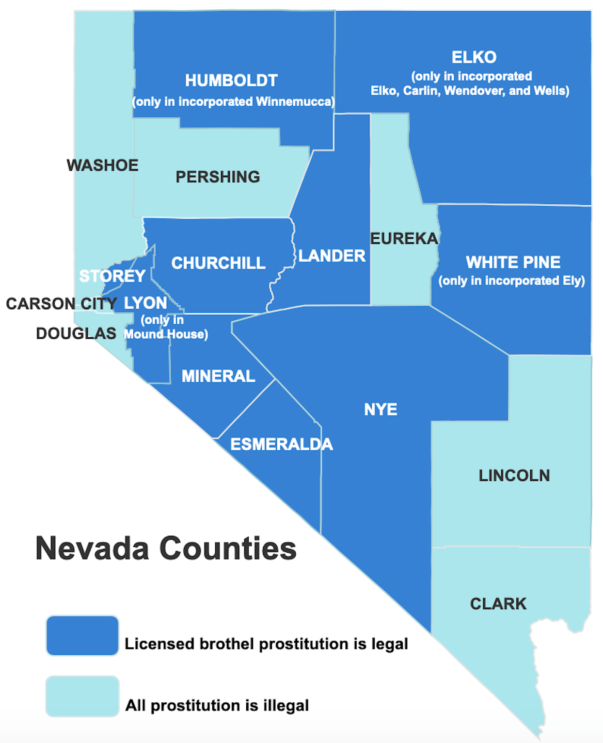 Nevada counties map