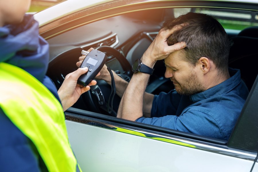 Driver about to be administered a PBT